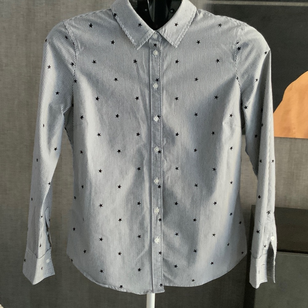 Banana Republic Riley Navy Striped Star Shirt - 4
